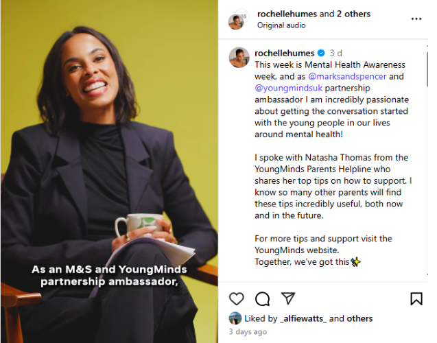 Instagram post by Rochelle Humes featuring her M&S partnership