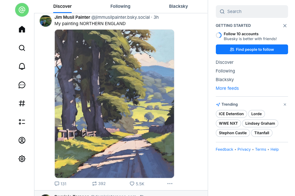 Bluesky home feed example
