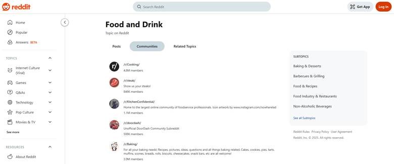 There are several food and drink communities on Reddit with diverse audiences. 