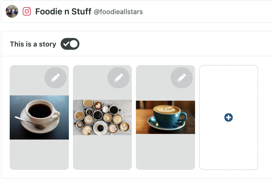 Images uploaded to the Compose box in Sprout Social’s Instagram Story scheduling tool.