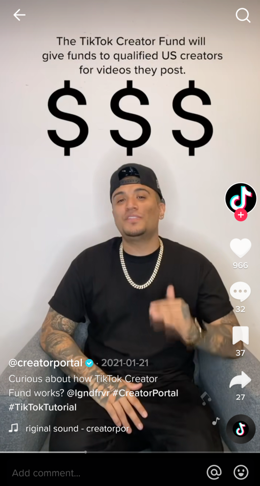 Screenshot of a TikTok Creator Fund explainer video.