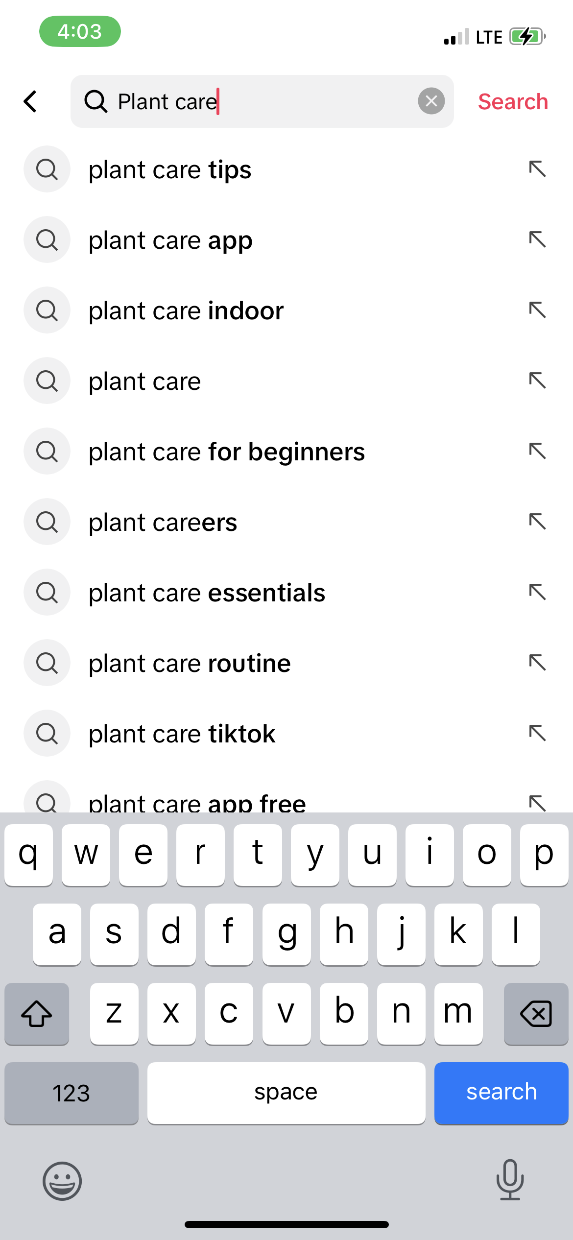 A screenshot of search results in TikTok