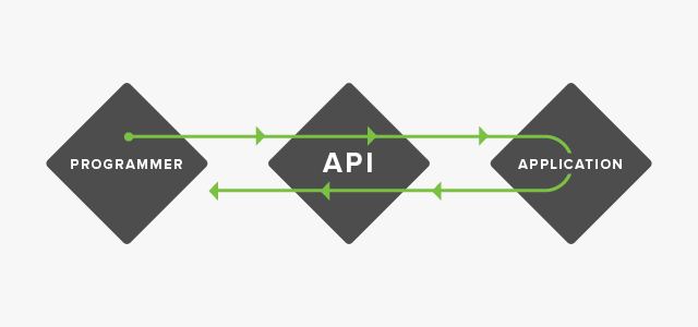 flow chart showing how programmer communicates with an app through api