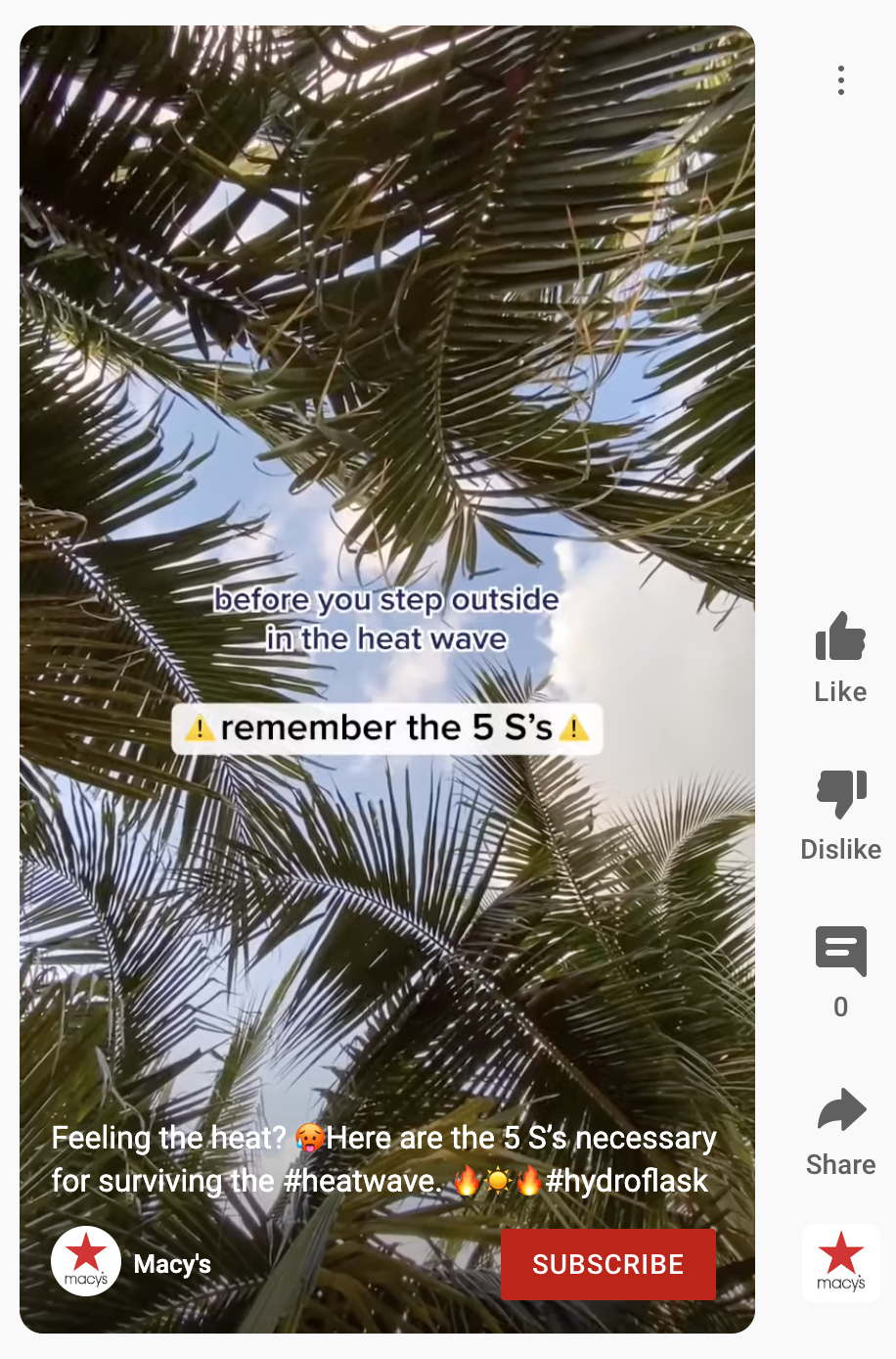 A screenshot of a Macy's YouTube Short.