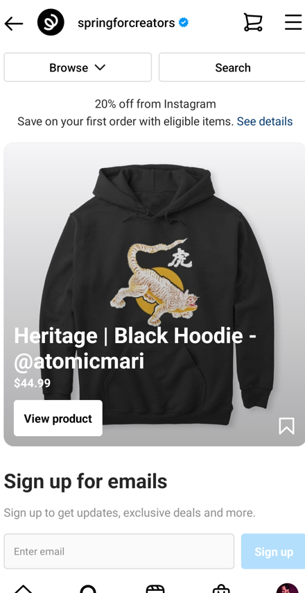 Instagram shopping store example