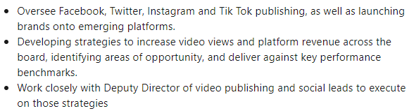 social media manager responsibilities example