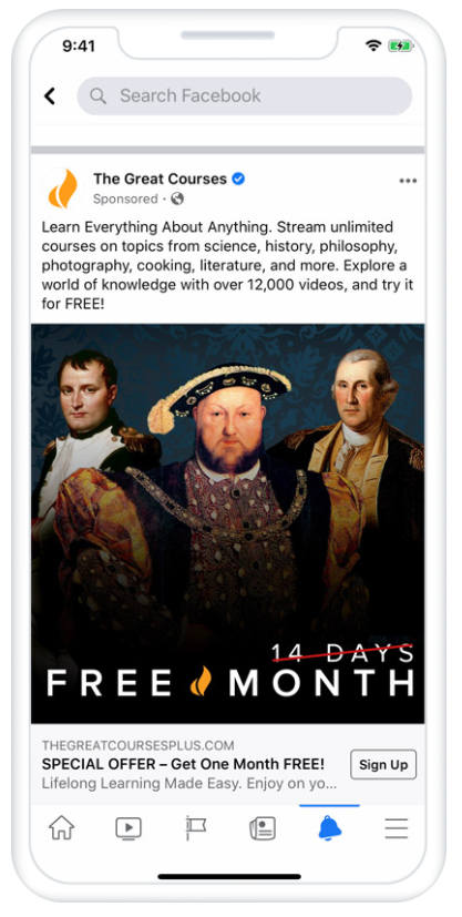teaching company facebook lookalike audiences ad