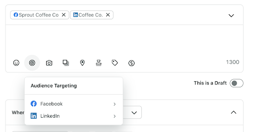 sprout social compose window with targeting
