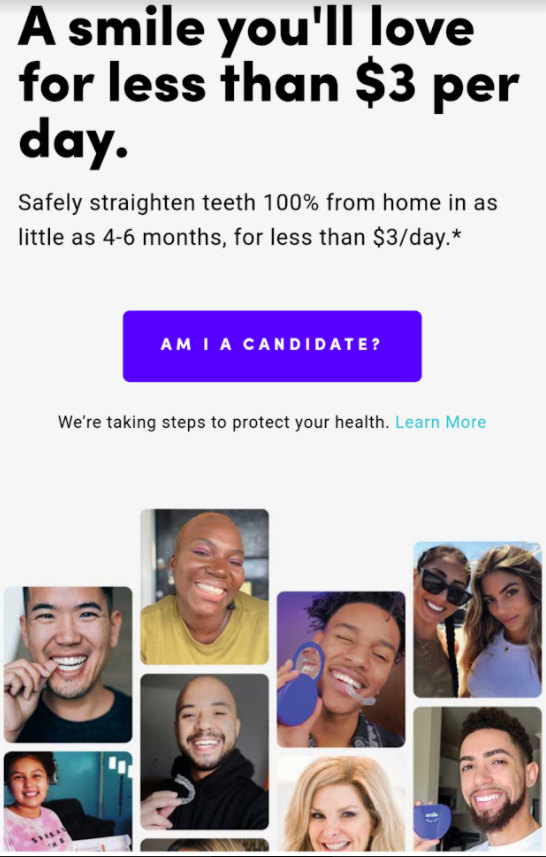 smile direct's marketing messaging centers around affordability