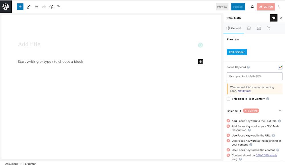Screenshot of the Rank Math WordPress plugin