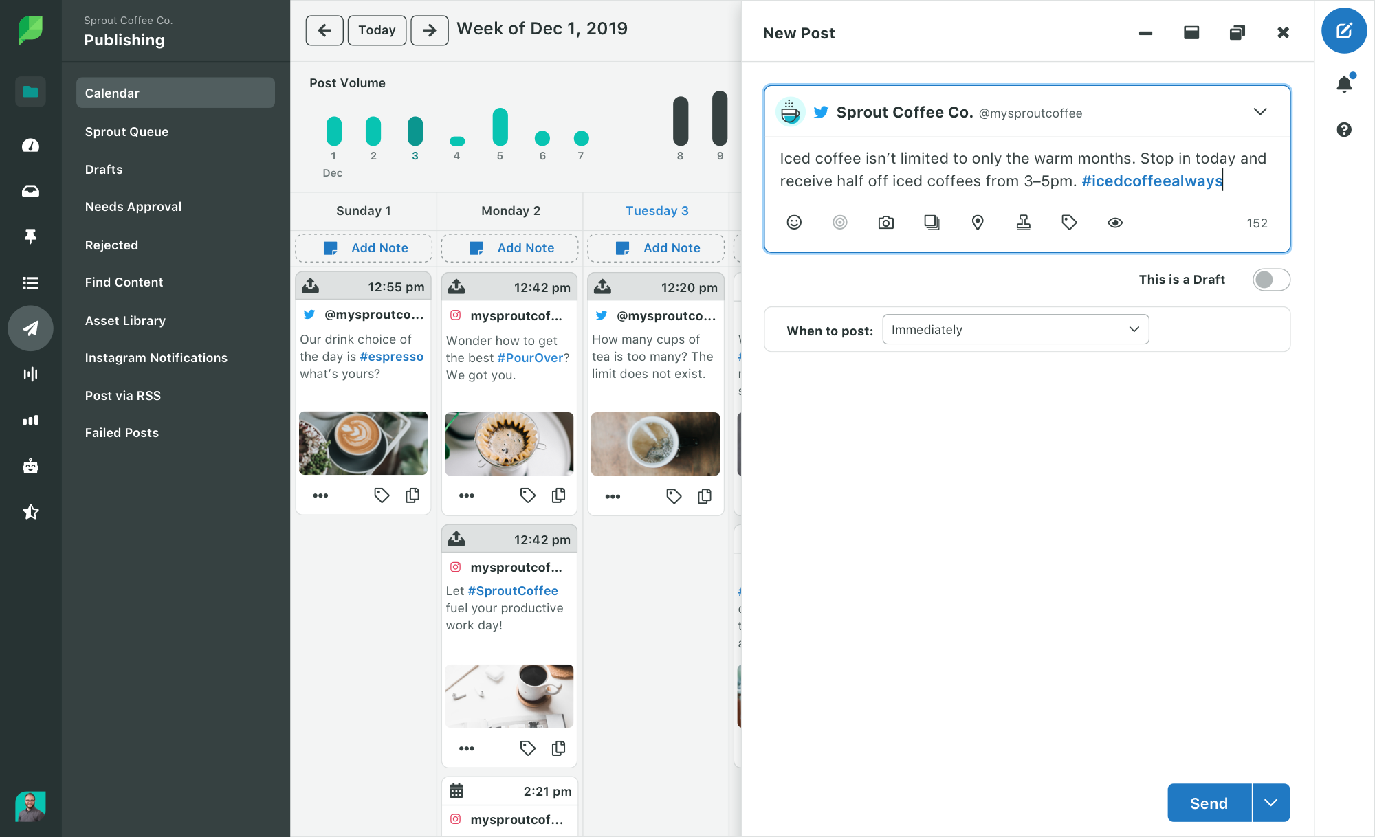 create and schedule tweets with sprout social