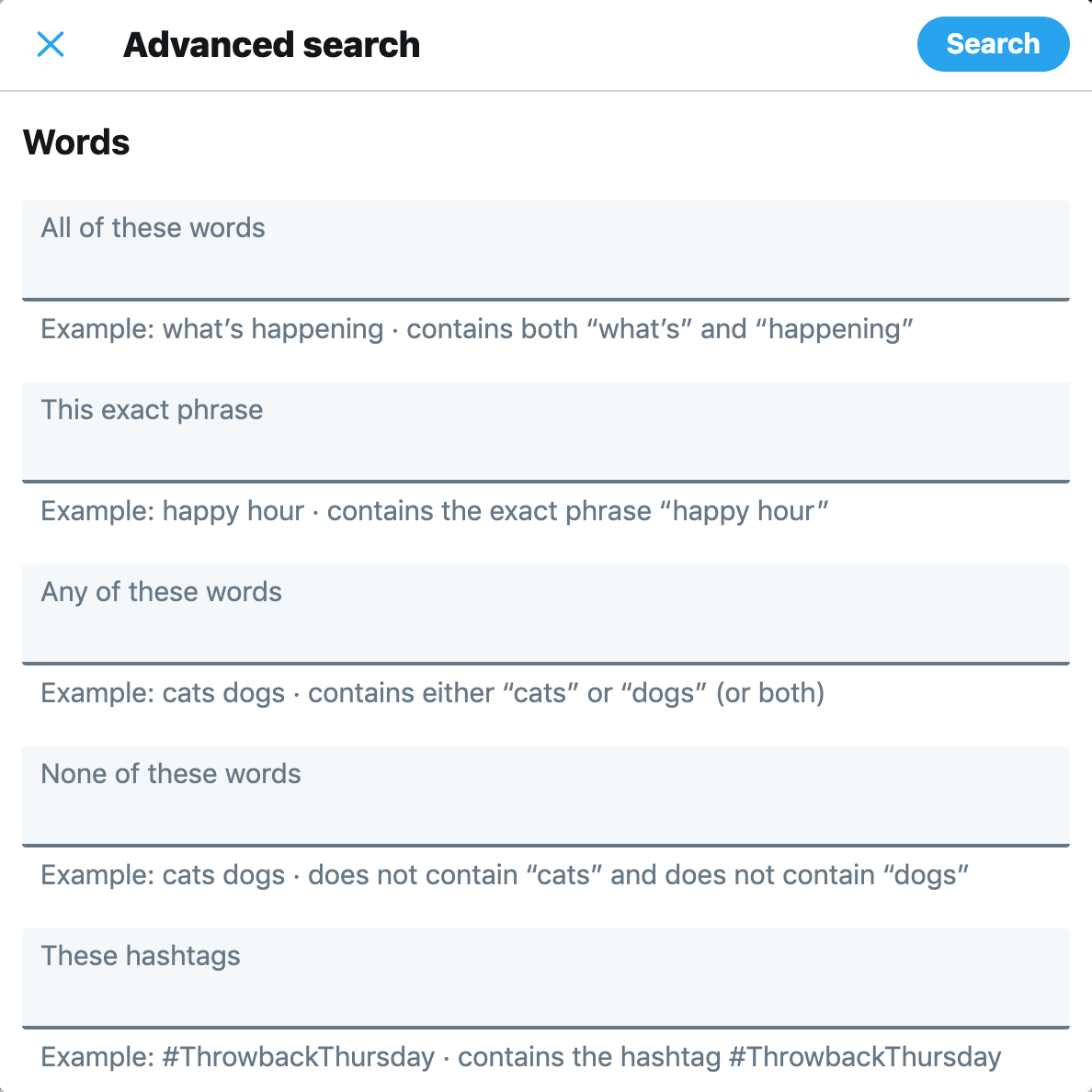 how to search your twitter history - twitter advanced search