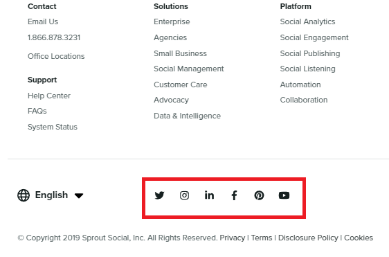 social media icons on Sprout home page